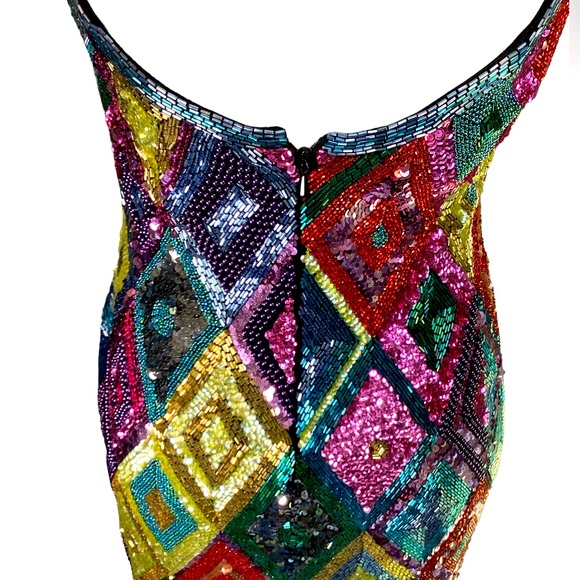 NWT 1991 Black Tie Oleg Cassini Neiman Marcus Sequin Dress (t200/b34) - Picture 5 of 17